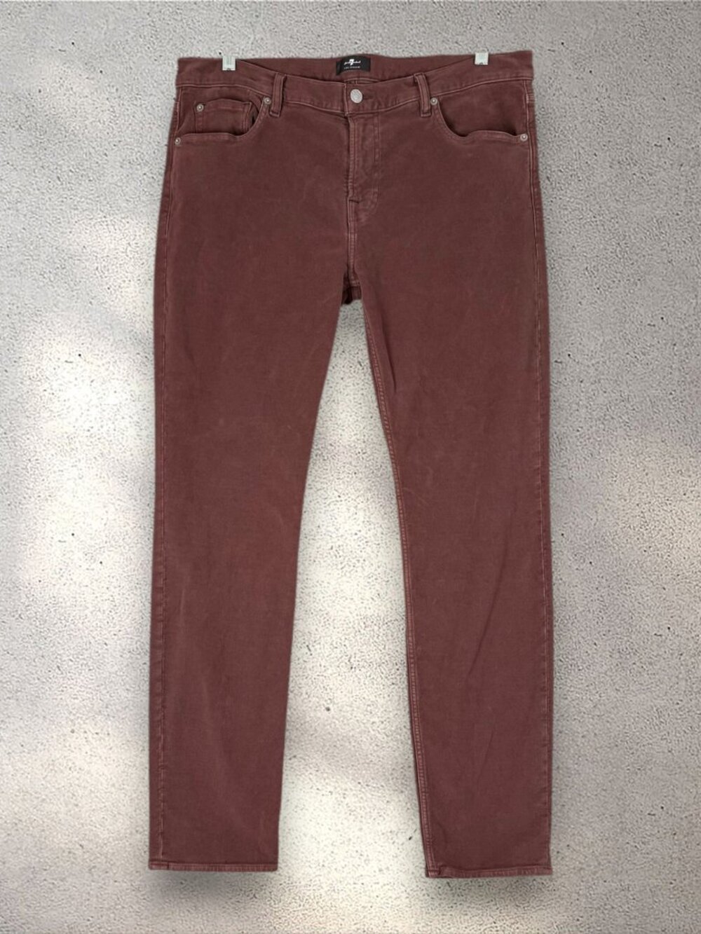 7 For All Mankind Slim Jeans Women’s 36 Maroon Red Stretch Folklore Indie Autumn